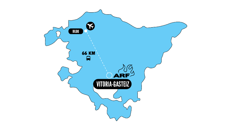 Mapa de Cómo Llegar de Bilbao al festival Azkena Rock en Vitoria-Gasteiz.
